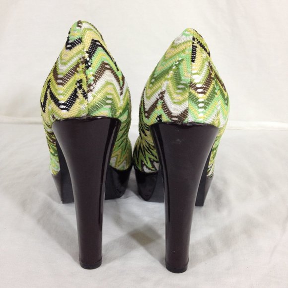 Shoes of Soul-Final Price- Green Fabric Size 7 Platform Heels - Picture 7 of 11